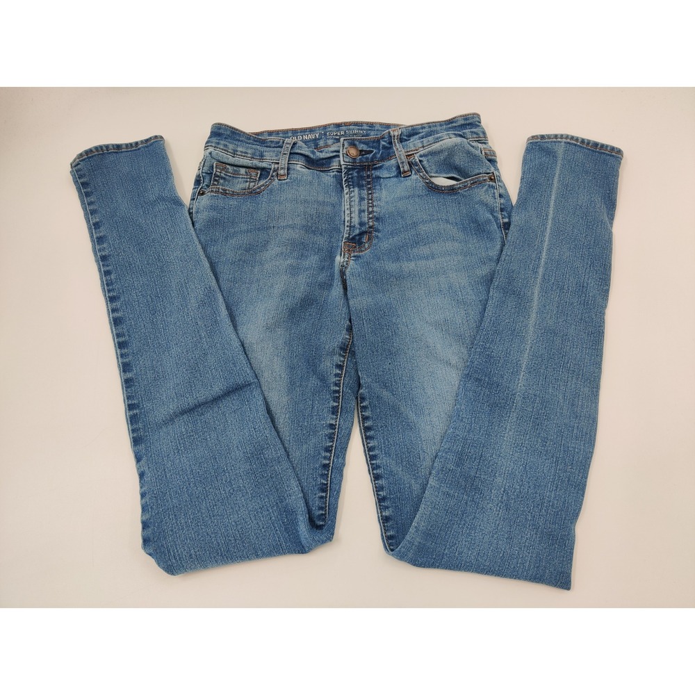 Old Navy Women's‎ Super Skinny Mid Rise Jeans Size 4 Tall Blue Denim Stretch
